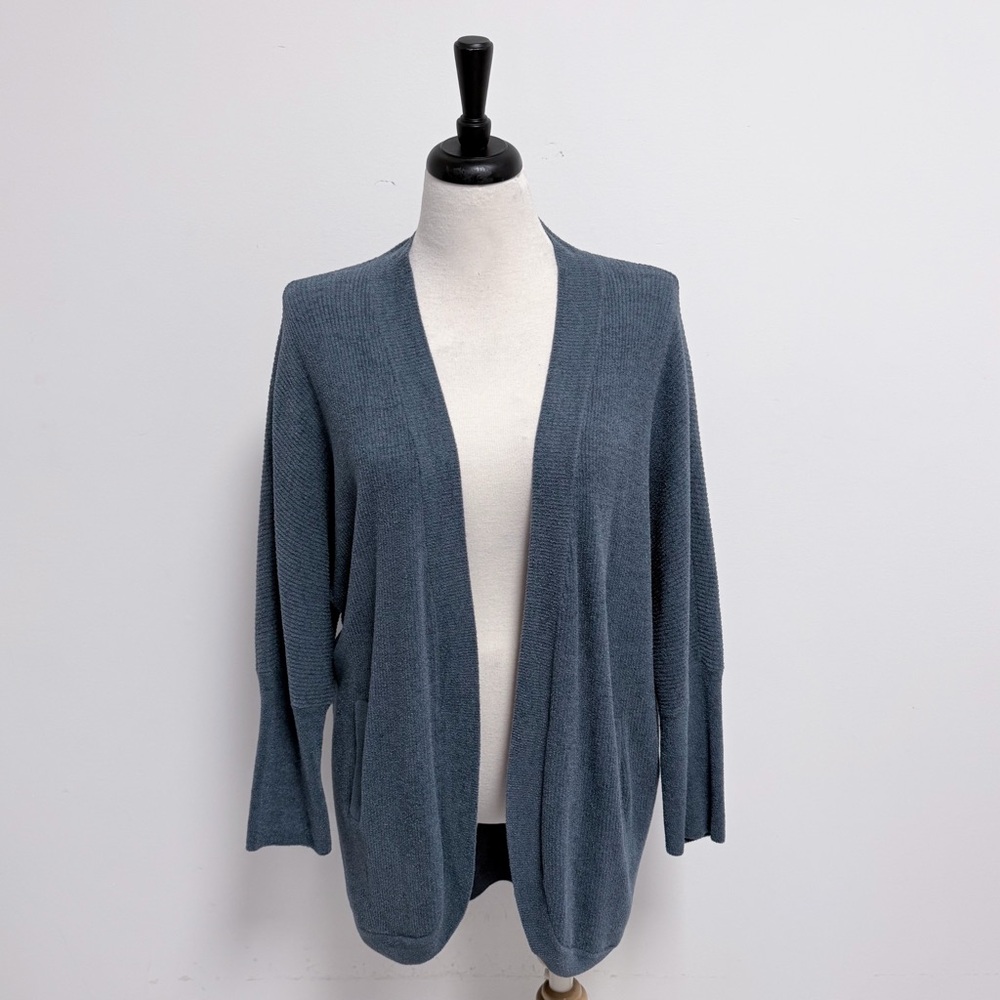 Barefoot Dreams Cozychic Ultra Lite Blue Cocoon Ribbed Open Front Cardigan XL